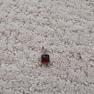 Amber sterling silver necklace charm and amber sterling silver stud earrings